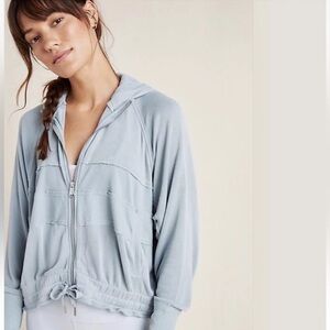 Free People Movement Trekking Out Zip Up Hooded Slouchy Sweatshirt Medium Relax